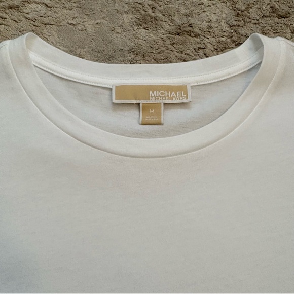 Michael Kors White Flutter Sleeve T Shirt Size Medium - Picture 5 of 9